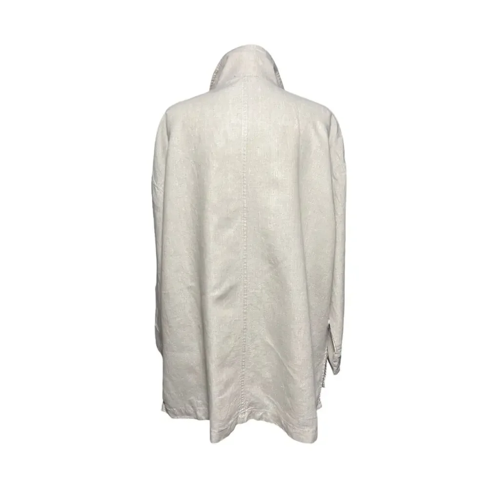 EILEEN FISHER Women’s Organic Linen Button Up Shirt Jacket medium - Picture 6 of 6